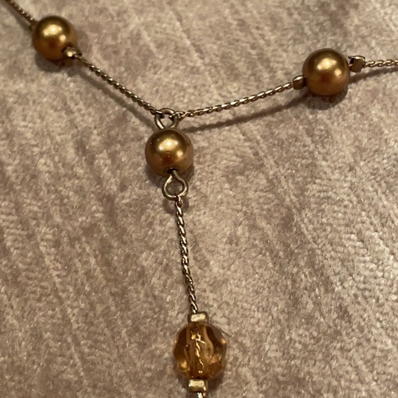 Shades of Gold Faceted Beaded Drop Necklace
